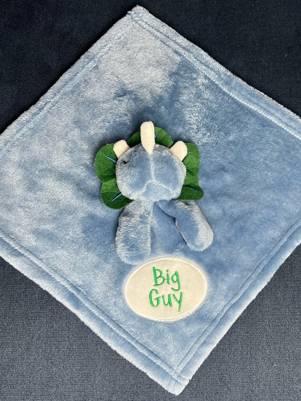 Blue Triceratops Lovey Blanket - "Big Guy"